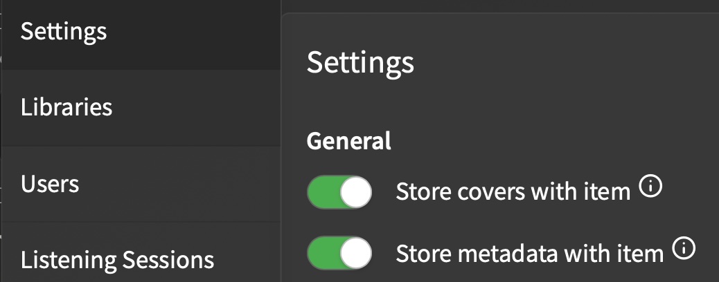 Audiobookshelf setting for storing metadata.json files